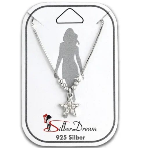 SilberDream Fußkette Stern Zirkonia weiß 25cm 925 Sterling Silber SDF5085W