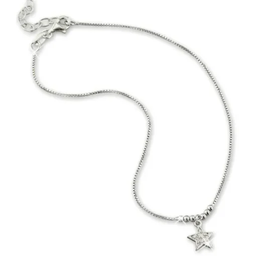 SilberDream Fußkette Stern Zirkonia weiß 25cm 925 Sterling Silber SDF5085W