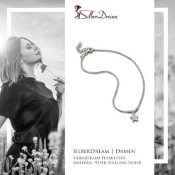 SilberDream Fußkette Stern Zirkonia weiß 25cm 925 Sterling Silber SDF5085W