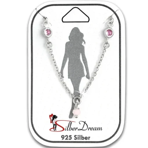 SilberDream Fußkette Zirkonia rosa 25cm 925 Sterling Silber SDF5105A