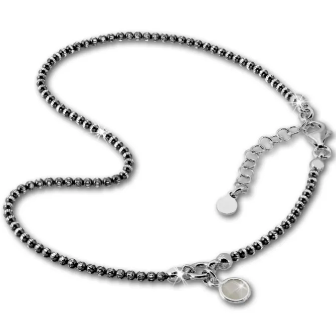 SilberDream Fußkette Zirkonia 27cm geschwärzt diamantiert 925 Silber SDF2264K