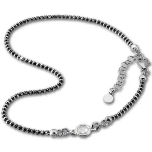SilberDream Fußkette Zirkonia 27cm geschwärzt diamantiert 925 Silber SDF2244K