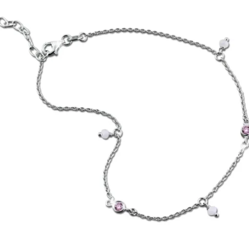 SilberDream Fußkette Zirkonia rosa 25cm 925 Sterling Silber SDF5105A