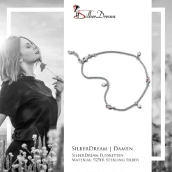 SilberDream Fußkette Zirkonia rosa 25cm 925 Sterling Silber SDF5105A
