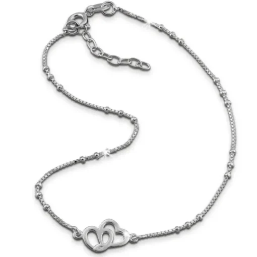 SilberDream Fußkette Zwei Herzen 23cm - 26cm Damenschmuck 925er Silber SDF0353J