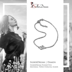 SilberDream Fußkette Zwei Herzen 23cm - 26cm Damenschmuck 925er Silber SDF0353J