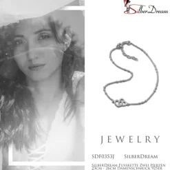 SilberDream Fußkette Zwei Herzen 23cm - 26cm Damenschmuck 925er Silber SDF0353J