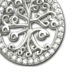 SilberDream Glitzer Anhänger Lebensbaum Zirkonia weiß Damen 925 Silber GSH400W
