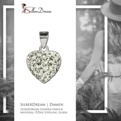 SilberDream Glitzer Anhänger Herz Zirkonia Kristalle weiß 925 GSH203W
