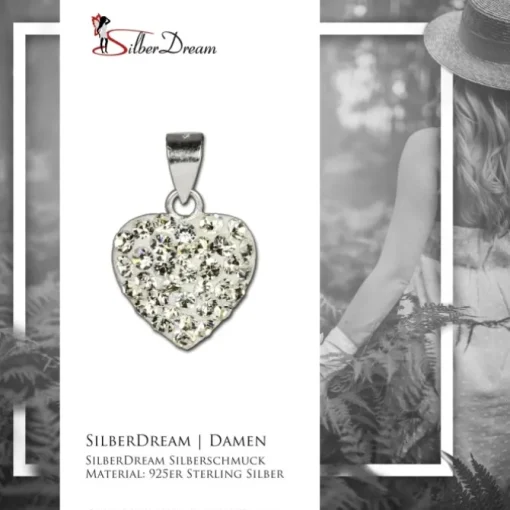 SilberDream Glitzer Anhänger Herz Zirkonia Kristalle weiß 925 GSH203W