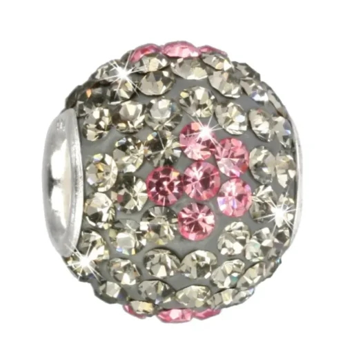 SilberDream Glitzer Bead Zirkonias grau Flower 925 GSB302