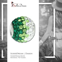 SilberDream Glitzer Bead Zirkonias dunkelgrün ICE 925 GSB009
