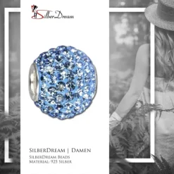 SilberDream Glitzer Bead Zirkonias blau Shiny GSB204