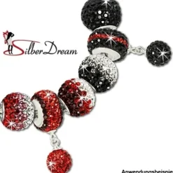 SilberDream Glitzer Bead Zirkonias rot ICE Silber GSB005