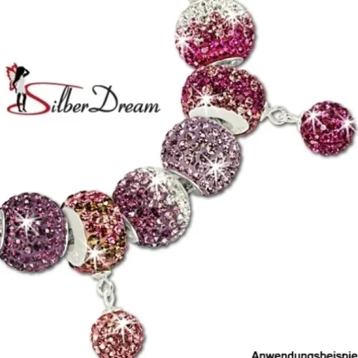 SilberDream Glitzer Bead Zirkonias pink ICE Silber GSB004