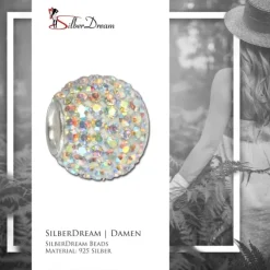 SilberDream Glitzer Bead Zirkonias weiß POL Silber GSB101