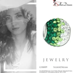 SilberDream Glitzer Bead Zirkonias dunkelgrün ICE 925 GSB009