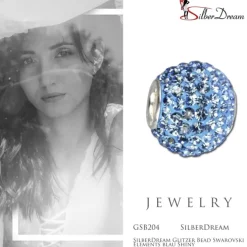 SilberDream Glitzer Bead Zirkonias blau Shiny GSB204