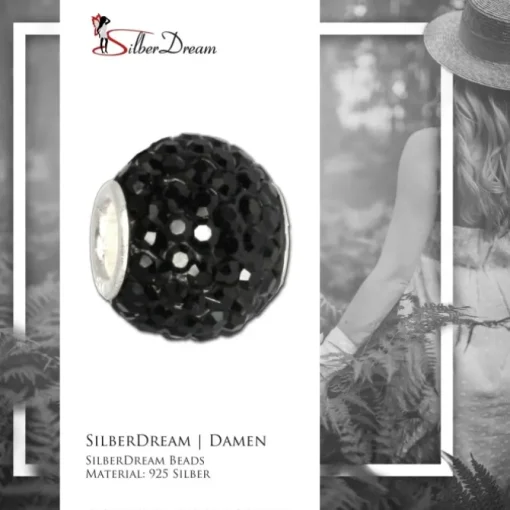 SilberDream Glitzer Bead Zirkonias schwarz Shiny GSB207