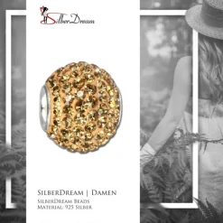 SilberDream Glitzer Bead Zirkonias bernstein Shiny GSB206
