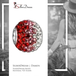 SilberDream Glitzer Bead Zirkonias rot ICE Silber GSB005