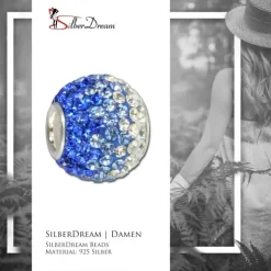 SilberDream Glitzer Bead Zirkonias blau ICE Silber GSB002