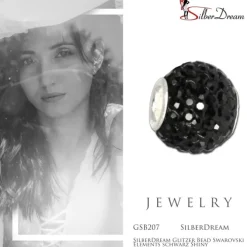 SilberDream Glitzer Bead Zirkonias schwarz Shiny GSB207