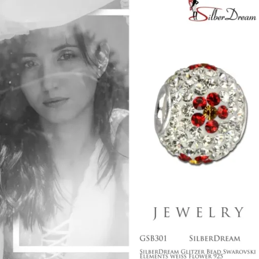 SilberDream Glitzer Bead Zirkonias weiß Flower 925 GSB301