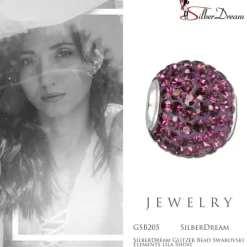 SilberDream Glitzer Bead Zirkonias lila Shiny GSB205