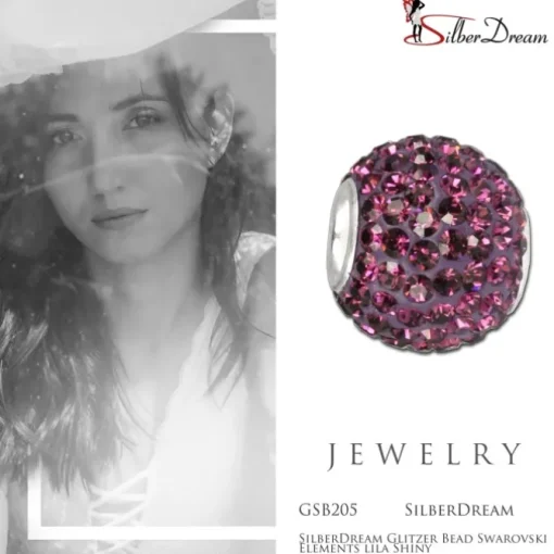 SilberDream Glitzer Bead Zirkonias lila Shiny GSB205