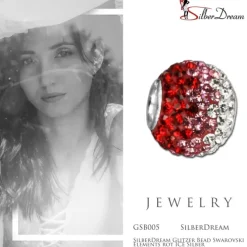 SilberDream Glitzer Bead Zirkonias rot ICE Silber GSB005