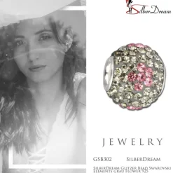 SilberDream Glitzer Bead Zirkonias grau Flower 925 GSB302