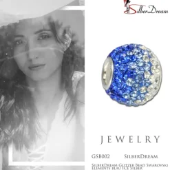 SilberDream Glitzer Bead Zirkonias blau ICE Silber GSB002