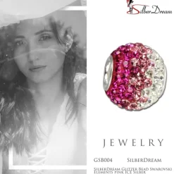 SilberDream Glitzer Bead Zirkonias pink ICE Silber GSB004