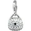 SilberDream Glitzer Charm Tasche klein weiß Zirkonia Kristalle GSC558W