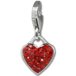 SilberDream Glitzer Charm Herz rot Zirkonia Kristalle GSC581R