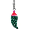 SilberDream Glitzer Charm Chili grün Zirkonia Kristalle Anhänger GSC566G