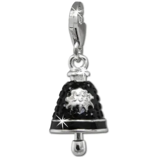 SilberDream Glitzer Charm Glocke schwarz Zirkonia Kristalle GSC575S