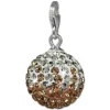 SilberDream Glitzer Charm Kugel rose/weiß Zirkonias GSC219N