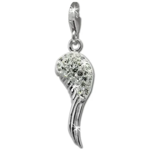 SilberDream Glitzer Charm Flügel weiß Zirkonia Kristalle GSC574W