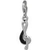 SilberDream Glitzer Charm Notenschlüssel schwarz Zirkonia Kristalle GSC578S