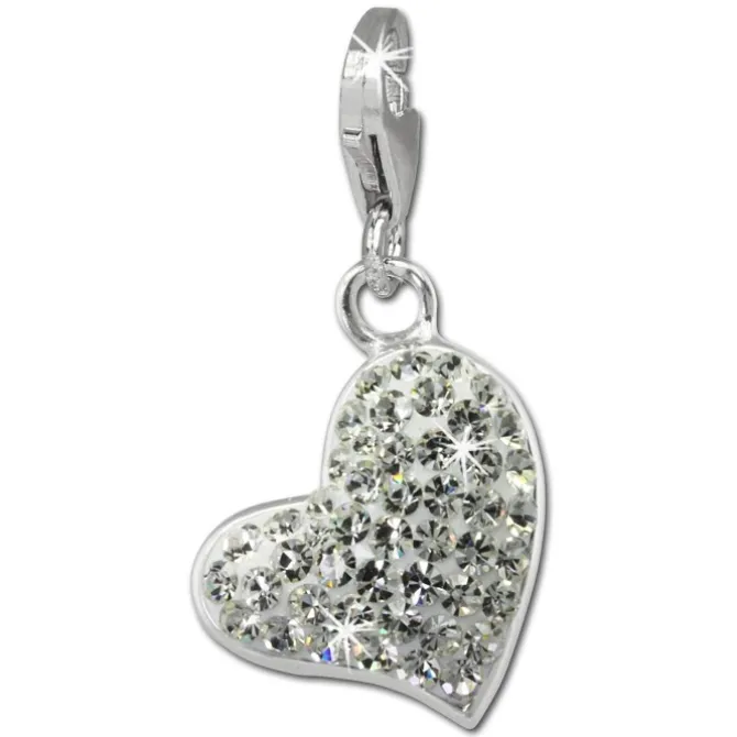 SilberDream Glitzer Charm Herz weiß Zirkonia Kristalle GSC543W