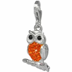 SilberDream Glitzer Charm Eule orange Zirkonia Kristalle GSC505O