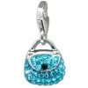 SilberDream Glitzer Charm Tasche klein hellblau Zirkonia Kristalle GSC558H