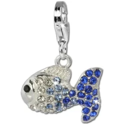 SilberDream Glitzer Charm Fisch Zirkonias blau ICE GSC001