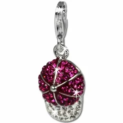 SilberDream Glitzer Charm Basecap fuchsia Zirkonia Kristalle GSC528V