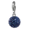 SilberDream Glitzer Charm Kugel 10mm blau Zirkonia Kristalle GSC220B