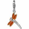 SilberDream Glitzer Charm Libelle orange Zirkonia Kristalle GSC534O