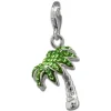 SilberDream Glitzer Charm 3D Palme hellgrün Zirkonia Kristalle GSC548L