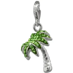 SilberDream Glitzer Charm 3D Palme hellgrün Zirkonia Kristalle GSC548L
